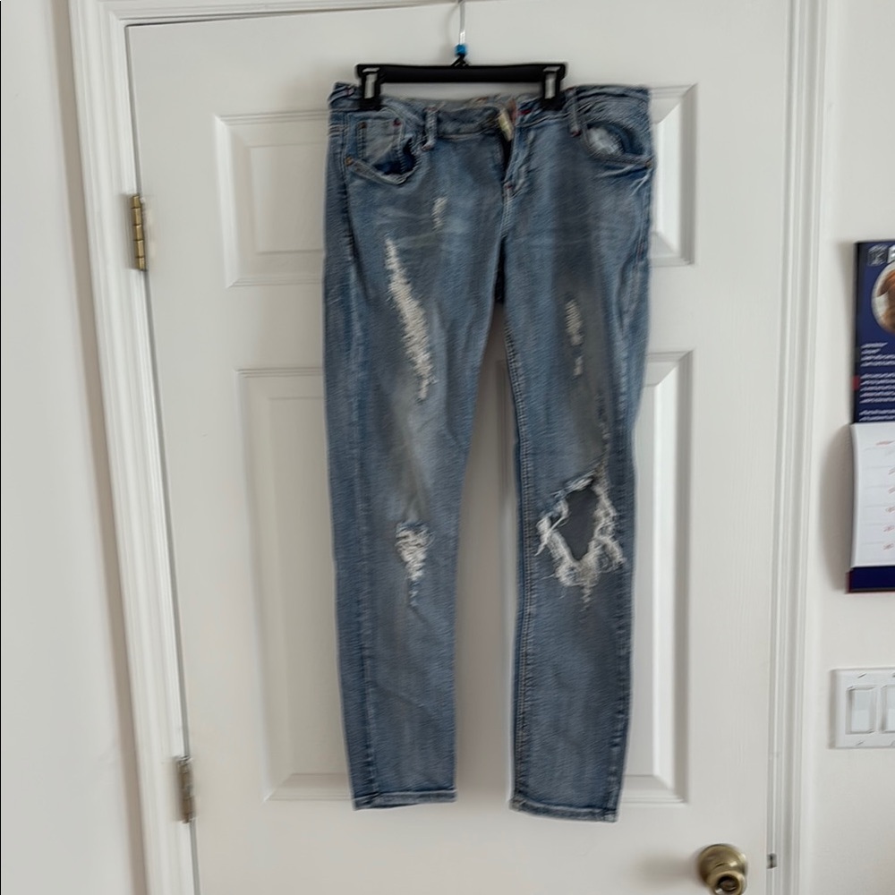 Distressed Blue Jeans